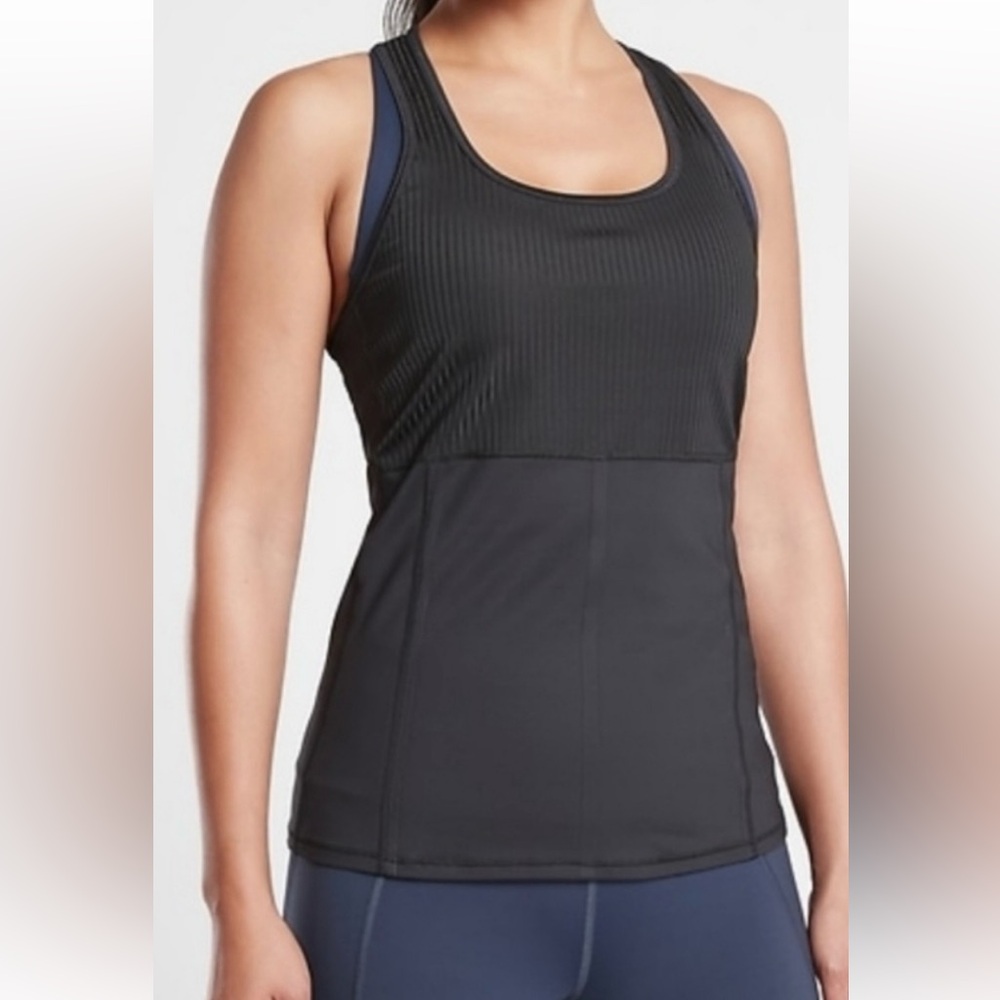 Athleta Women's Workout Fitted Black Vitality Rib Tank Top Shirt Size Small
